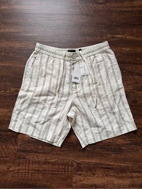 Vince Mesa Stripe Hemp Blanco Beach Short | 100% Hemp NWT
